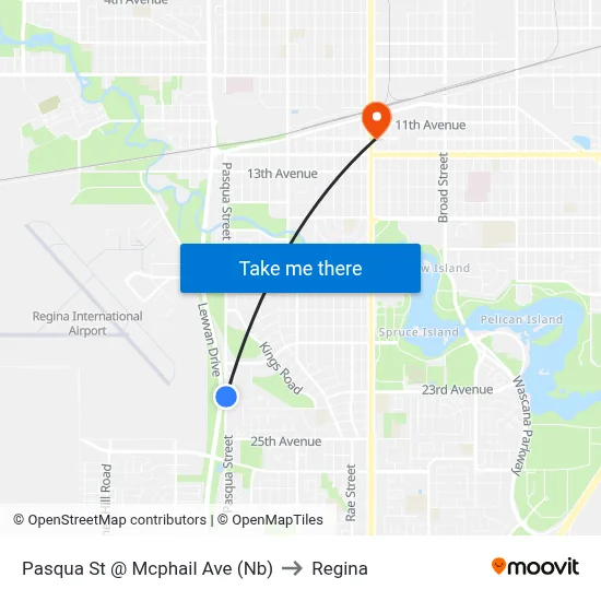 Pasqua St @ Mcphail Ave (Nb) to Regina map