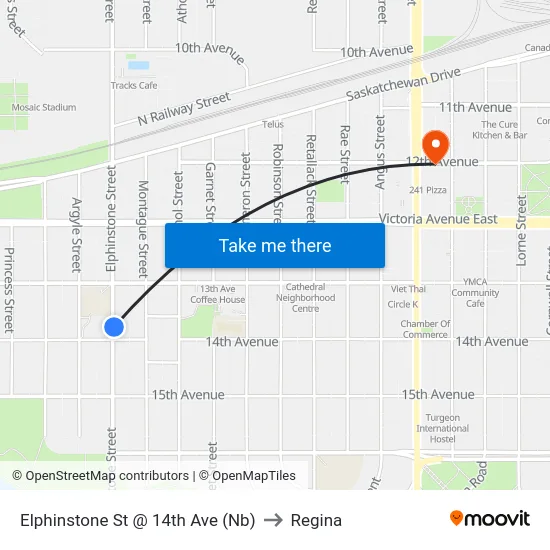 Elphinstone St @ 14th Ave (Nb) to Regina map