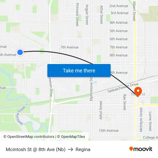 Mcintosh St @ 8th Ave (Nb) to Regina map