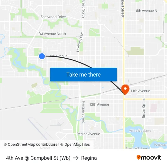 4th Ave @ Campbell St (Wb) to Regina map