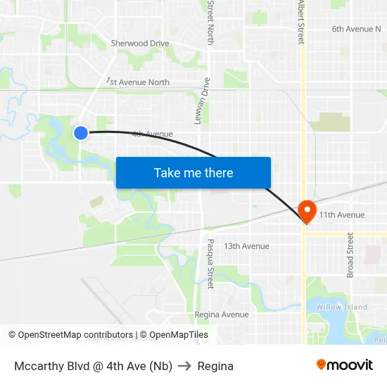 Mccarthy Blvd @ 4th Ave (Nb) to Regina map