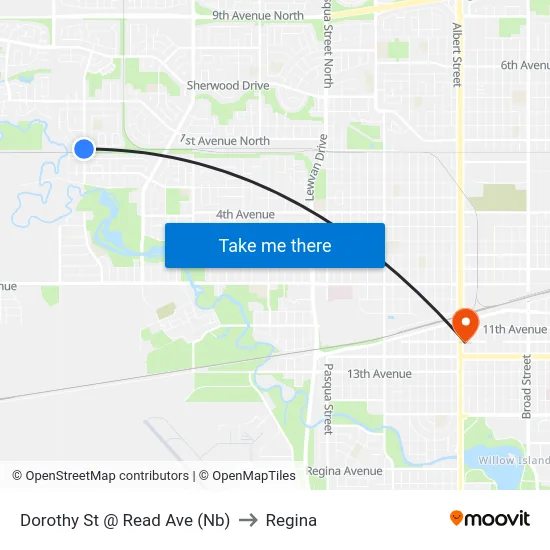 Dorothy St @ Read Ave (Nb) to Regina map