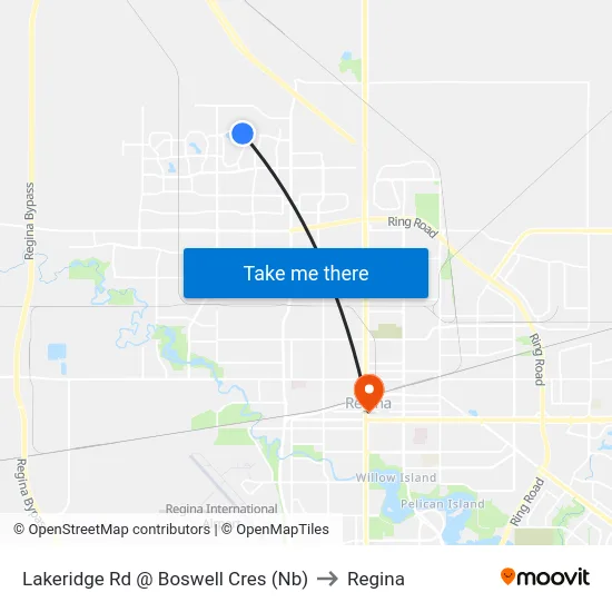 Lakeridge Rd @ Boswell Cres (Nb) to Regina map
