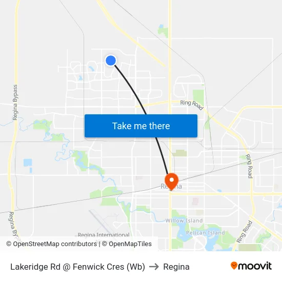 Lakeridge Rd @ Fenwick Cres (Wb) to Regina map