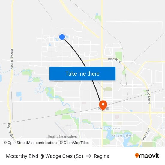 Mccarthy Blvd @ Wadge Cres (Sb) to Regina map