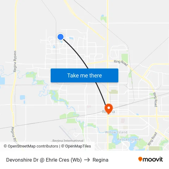 Devonshire Dr @ Ehrle Cres (Wb) to Regina map
