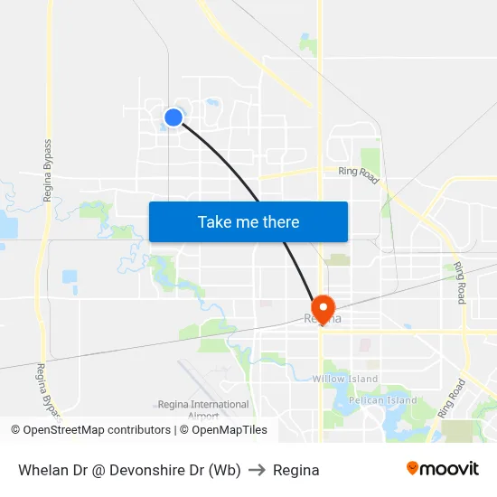 Whelan Dr @ Devonshire Dr (Wb) to Regina map