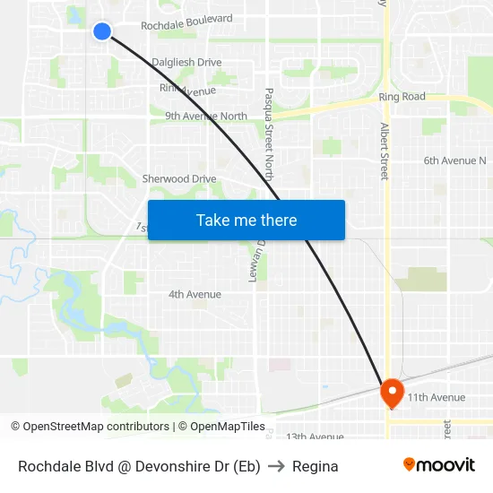 Rochdale Blvd @ Devonshire Dr (Eb) to Regina map