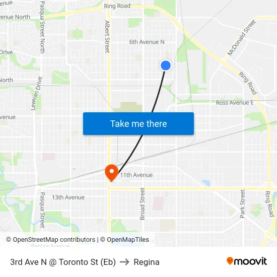 3rd Ave N @ Toronto St (Eb) to Regina map