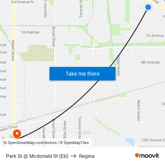 Park St @ Mcdonald St (Eb) to Regina map