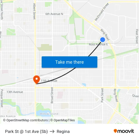 Park St @ 1st Ave (Sb) to Regina map
