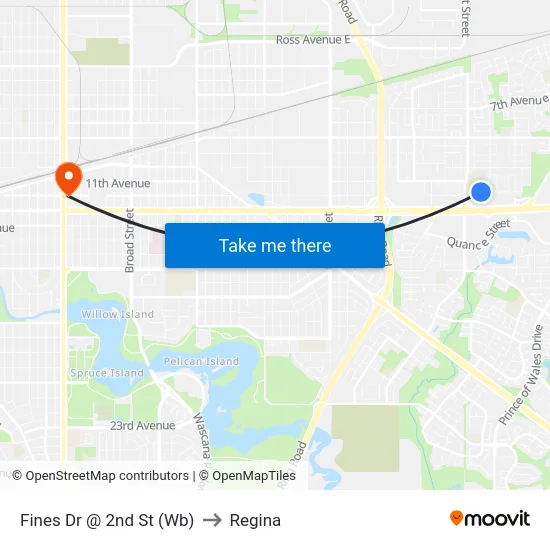 Fines Dr @ 2nd St (Wb) to Regina map