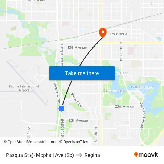 Pasqua St @ Mcphail Ave (Sb) to Regina map