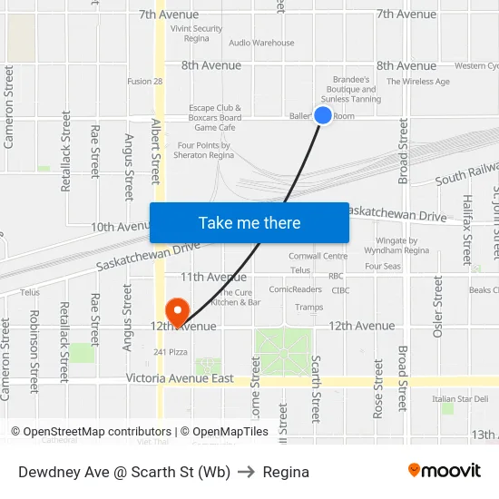 Dewdney Ave @ Scarth St (Wb) to Regina map