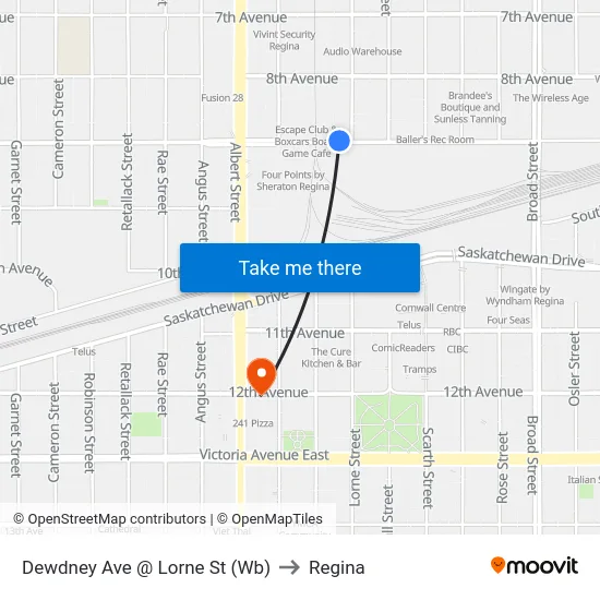 Dewdney Ave @ Lorne St (Wb) to Regina map