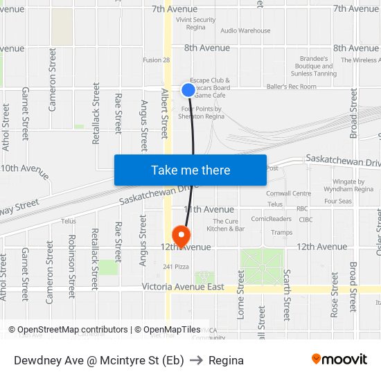 Dewdney Ave @ Mcintyre St (Eb) to Regina map