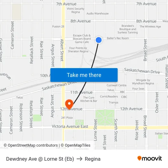 Dewdney Ave @ Lorne St (Eb) to Regina map