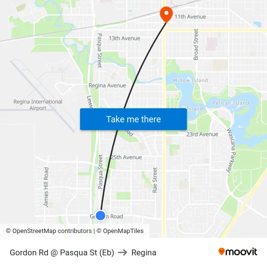 Gordon Rd @ Pasqua St (Eb) to Regina map