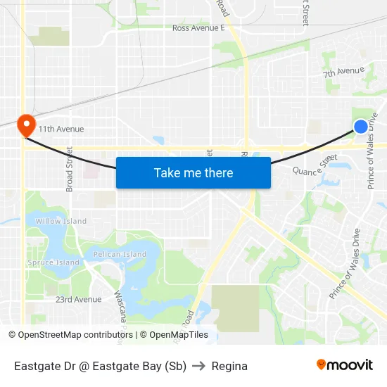 Eastgate Dr @ Eastgate Bay (Sb) to Regina map