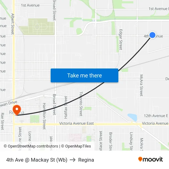 4th Ave @ Mackay St (Wb) to Regina map