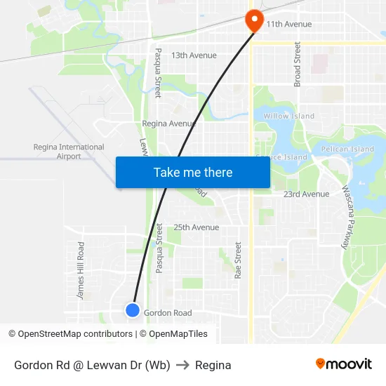 Gordon Rd @ Lewvan Dr (Wb) to Regina map