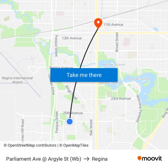 Parliament Ave @ Argyle St (Wb) to Regina map