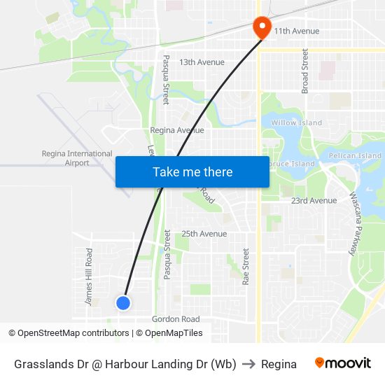 Grasslands Dr @ Harbour Landing Dr (Wb) to Regina map