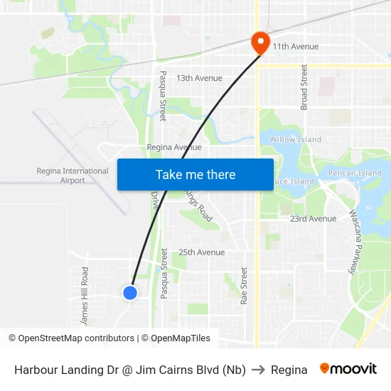 Harbour Landing Dr @ Jim Cairns Blvd (Nb) to Regina map