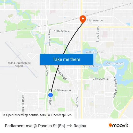 Parliament Ave @ Pasqua St (Eb) to Regina map