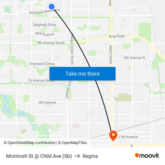 Mcintosh St @ Child Ave (Sb) to Regina map