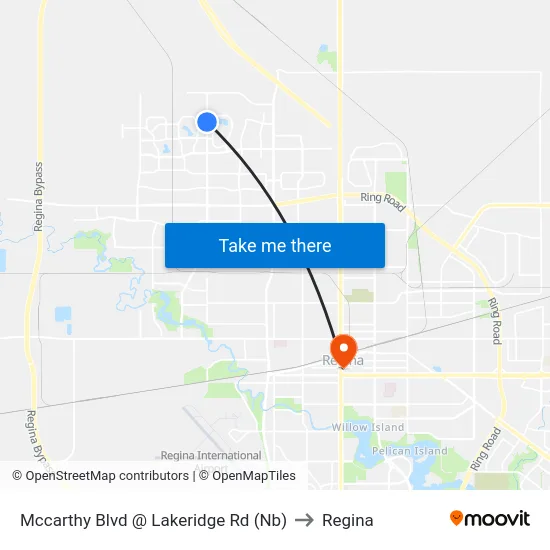 Mccarthy Blvd @ Lakeridge Rd (Nb) to Regina map