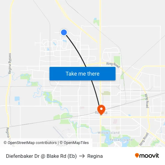 Diefenbaker Dr @ Blake Rd (Eb) to Regina map