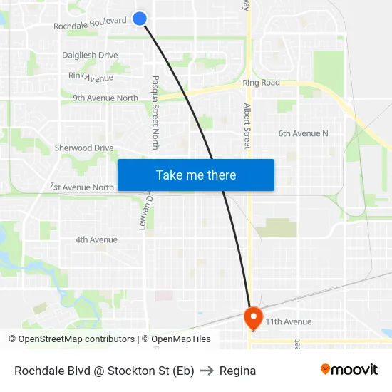 Rochdale Blvd @ Stockton St (Eb) to Regina map