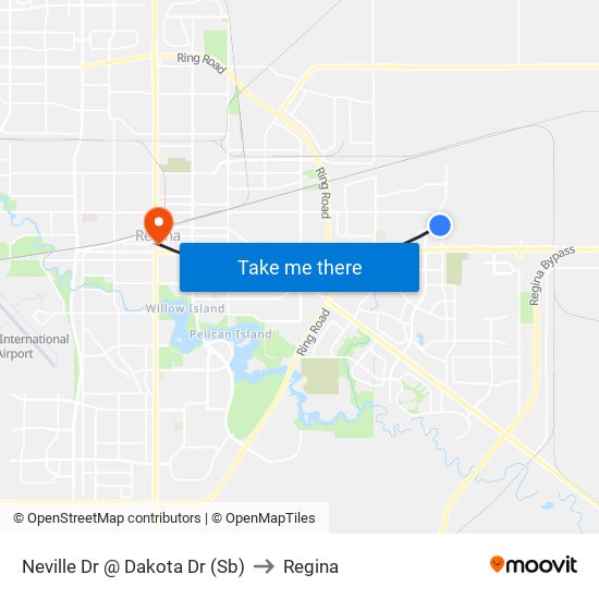 Neville Dr @ Dakota Dr (Sb) to Regina map