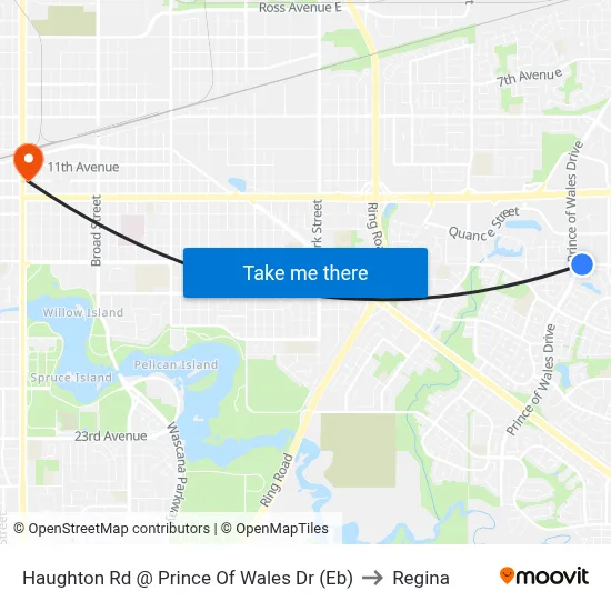 Haughton Rd @ Prince Of Wales Dr (Eb) to Regina map
