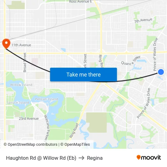 Haughton Rd @ Willow Rd (Eb) to Regina map