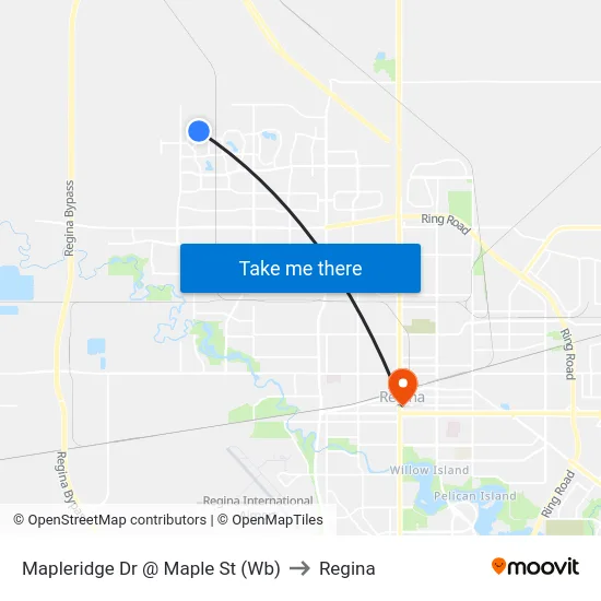 Mapleridge Dr @ Maple St (Wb) to Regina map