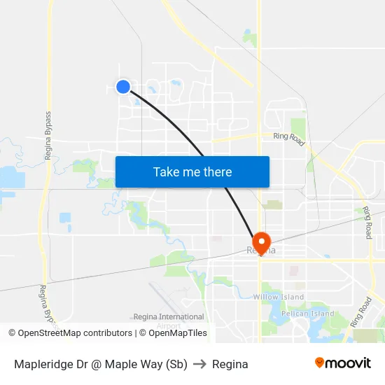 Mapleridge Dr @ Maple Way (Sb) to Regina map