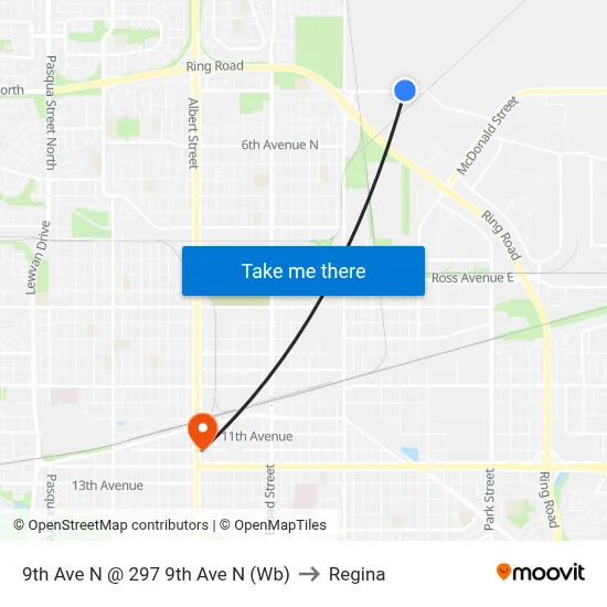 9th Ave N @ 297 9th Ave N (Wb) to Regina map
