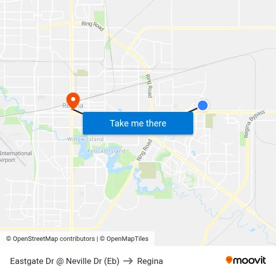 Eastgate Dr @ Neville Dr (Eb) to Regina map