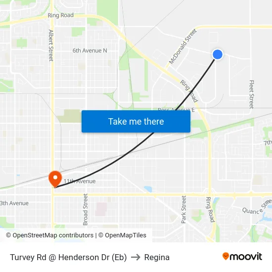 Turvey Rd @ Henderson Dr (Eb) to Regina map
