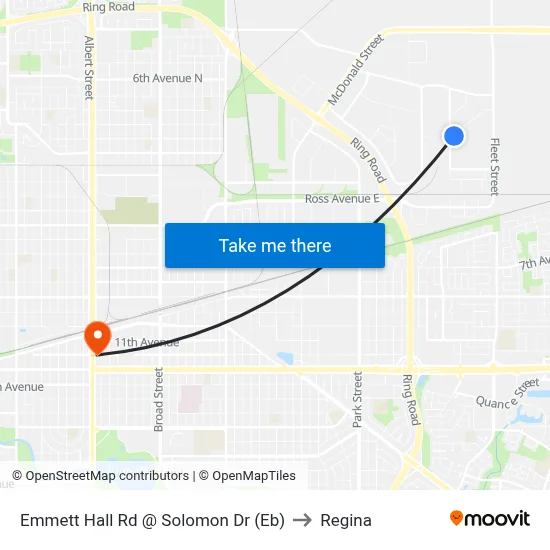 Emmett Hall Rd @ Solomon Dr (Eb) to Regina map