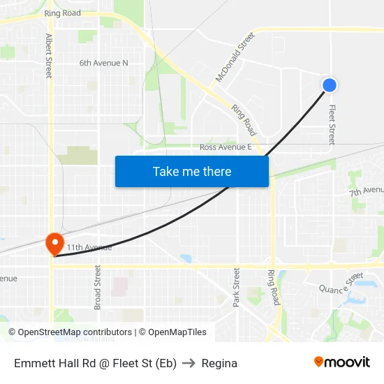 Emmett Hall Rd @ Fleet St (Eb) to Regina map