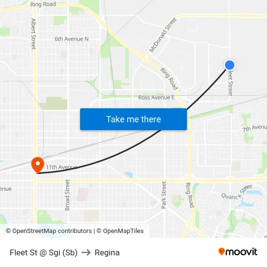 Fleet St @ Sgi (Sb) to Regina map
