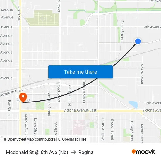 Mcdonald St @ 6th Ave (Nb) to Regina map