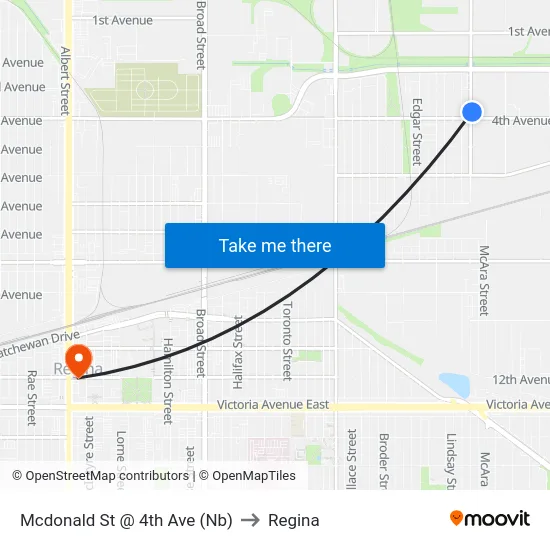 Mcdonald St @ 4th Ave (Nb) to Regina map