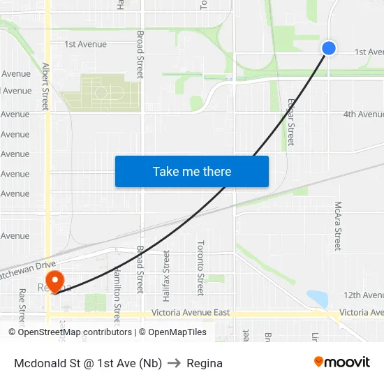 Mcdonald St @ 1st Ave (Nb) to Regina map