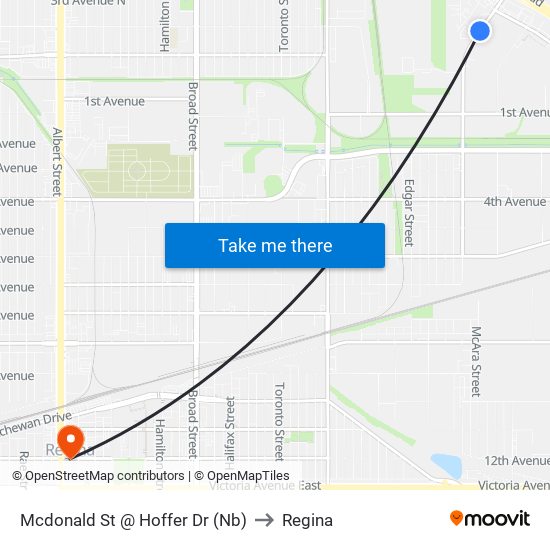 Mcdonald St @ Hoffer Dr (Nb) to Regina map