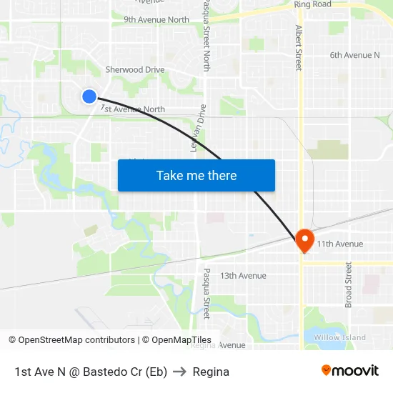 1st Ave N @ Bastedo Cr (Eb) to Regina map