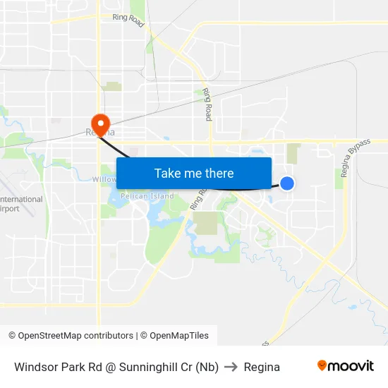 Windsor Park Rd @ Sunninghill Cr (Nb) to Regina map